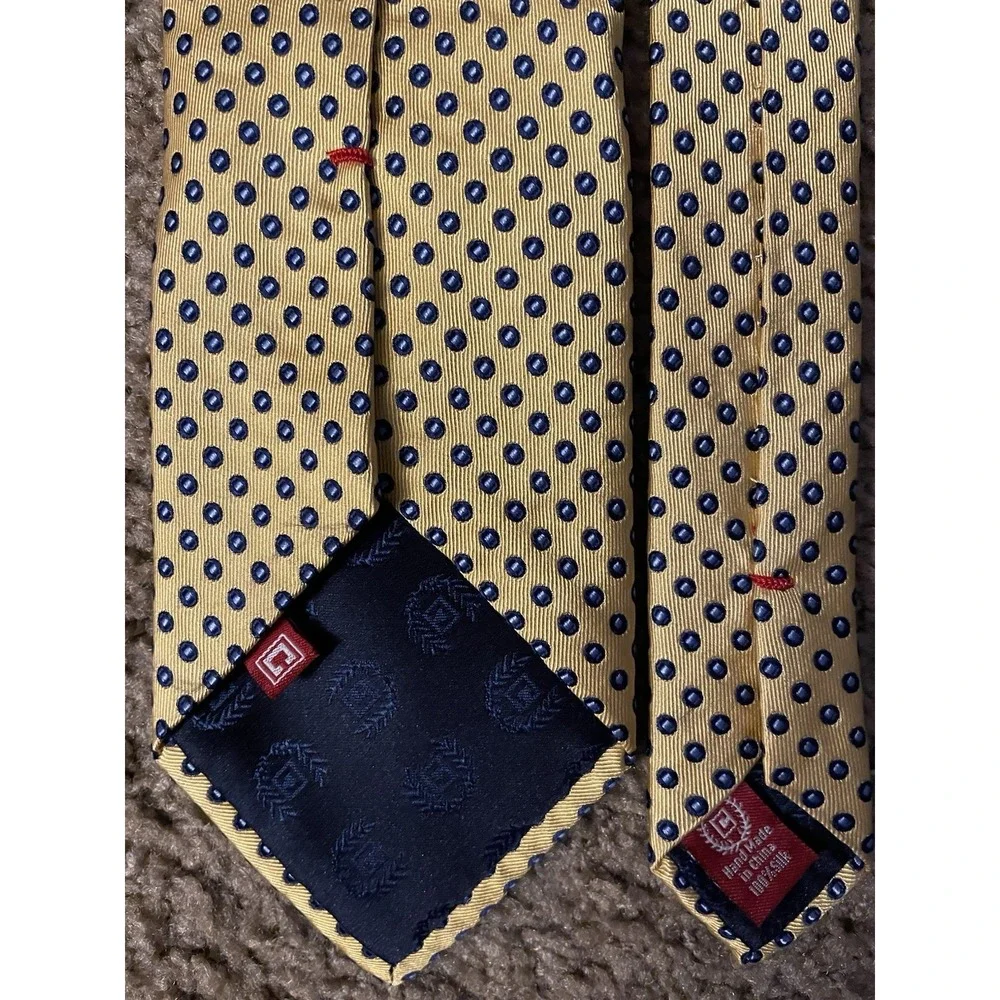 Chaps Ralph Lauren Neckwear Tie Gold Blue Opal Medallion Pattern 100% Silk JBHS